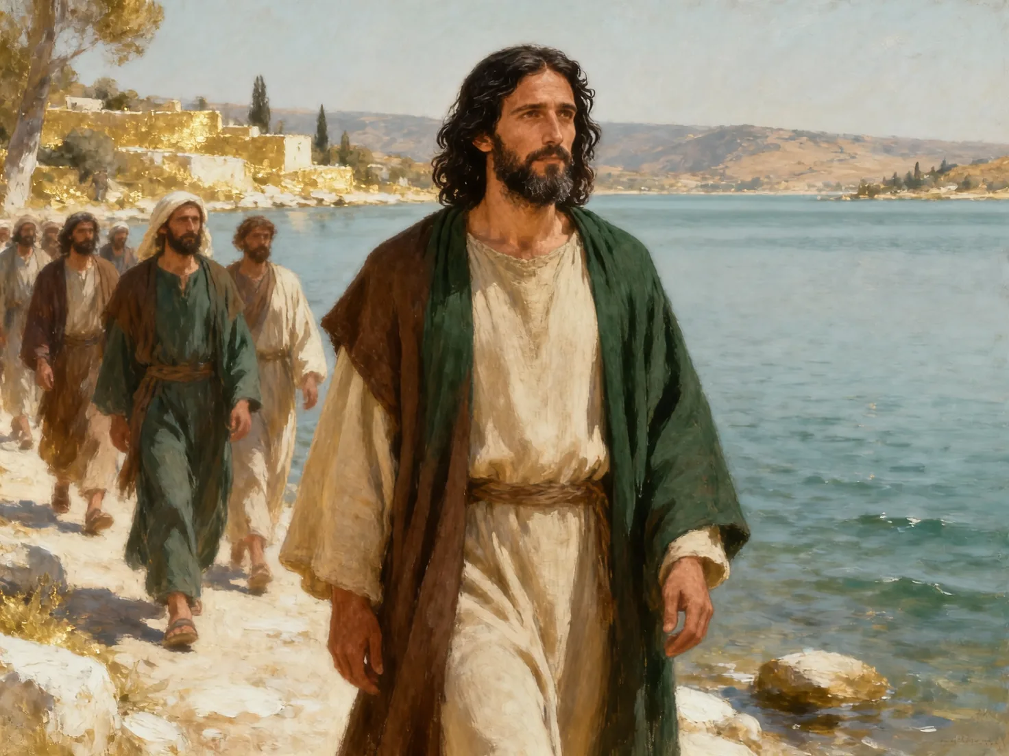 Jesus meeting people on the road through Galilee